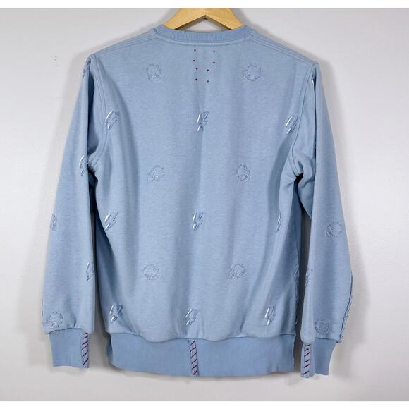 One432 One 432 Sweatshirt Embroidered Skeletor Lighting Bolt Blue Unisex XS Mens - Picture 2 of 12